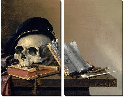 Картина Натюрморт с черепом, книгами, флейтой и трубкой (1632–1660)