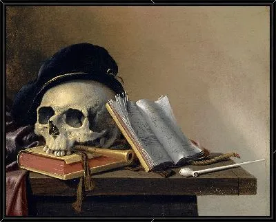 Натюрморт с черепом, книгами, флейтой и трубкой (1632–1660)