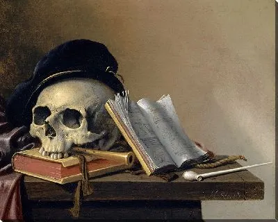 Натюрморт с черепом, книгами, флейтой и трубкой (1632–1660)