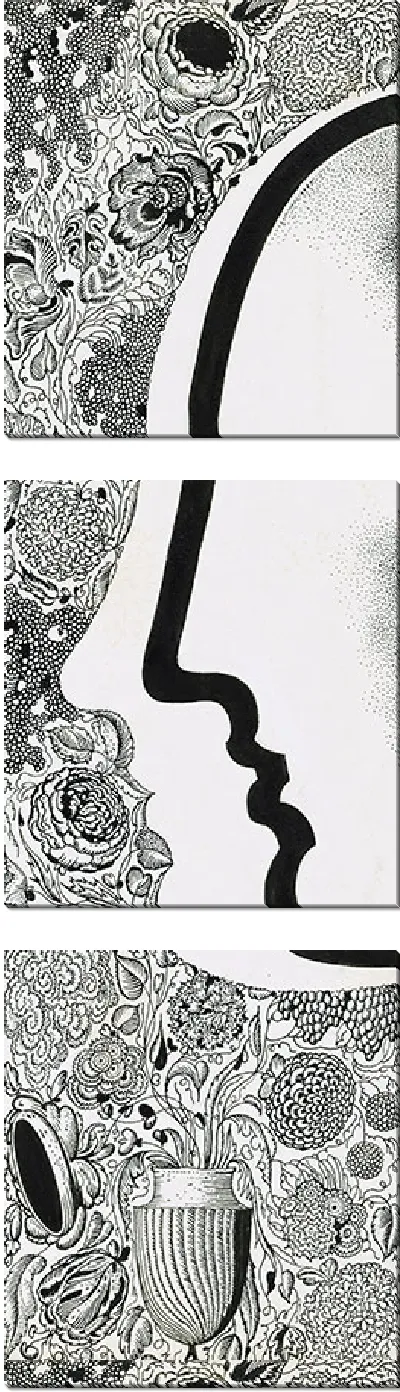 Картина Лица в профиле с цветочным мотивом