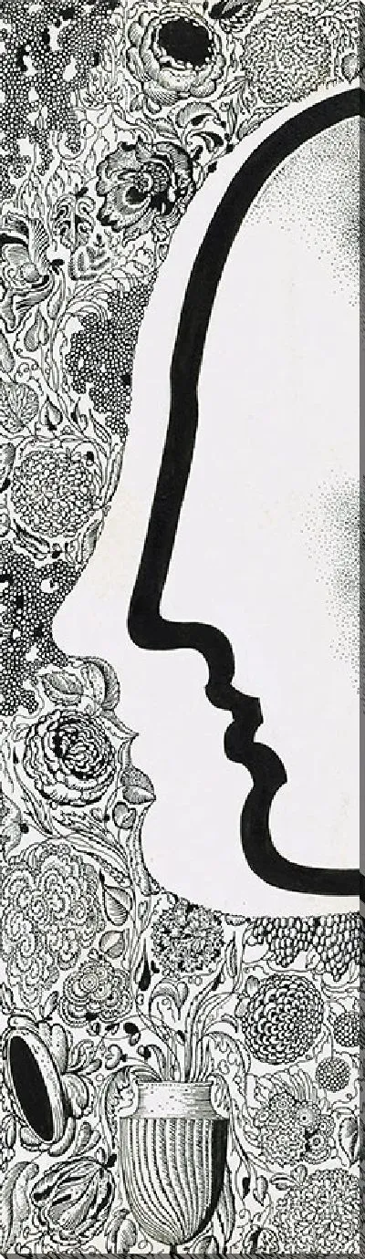 Картина Лица в профиле с цветочным мотивом