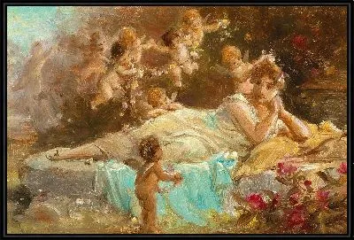 Лежащая молодая дама с путти