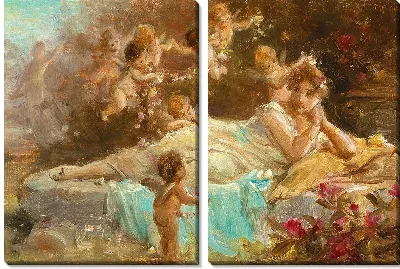 Лежащая молодая дама с путти