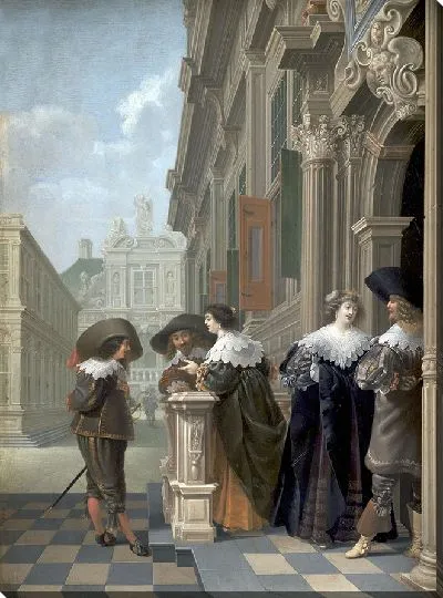 Картина Разговор у дворца (1636)