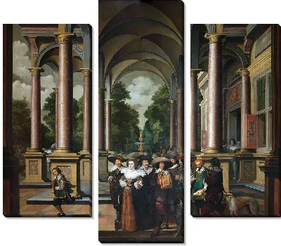 Картина Галерея дворца с орнаментальной архитектурой и колоннами (1630 - 1632)