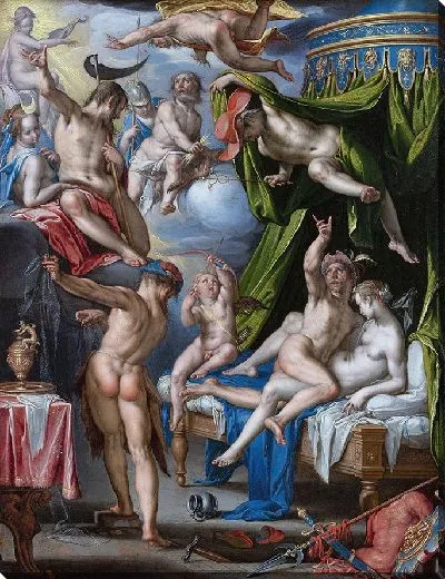 Картина Марс и Венера, застигнутые врасплох Вулканом (1601 г.)