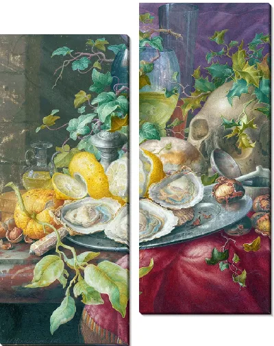 Картина Ванитас Натюрморт с устрицами и черепом (1677 – 1726)