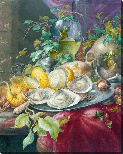Картина Ванитас Натюрморт с устрицами и черепом (1677 – 1726)