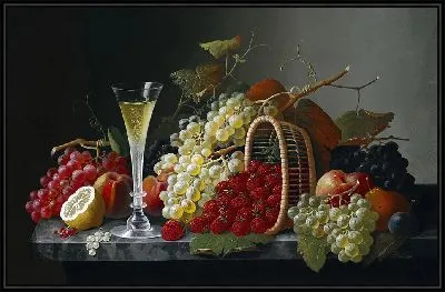 Натюрморт с фруктами и шампанским