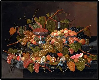 Натюрморт с фруктами и шампанским (около 1865 г.)