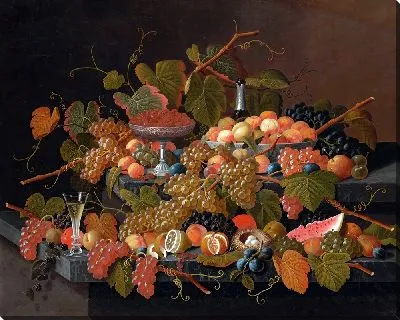 Картина Натюрморт с фруктами и шампанским (около 1865 г.)