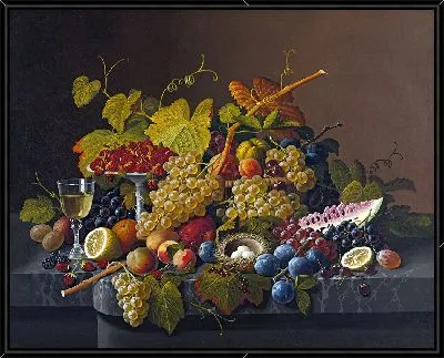 Натюрморт с фруктами и птичьим гнездом (2)