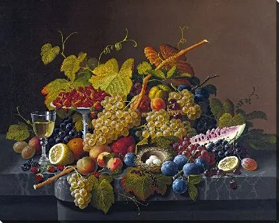 Натюрморт с фруктами и птичьим гнездом (2)