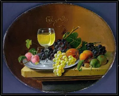 Натюрморт с фруктами и бокалом вина (1865–70).