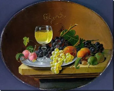 Натюрморт с фруктами и бокалом вина (1865–70).