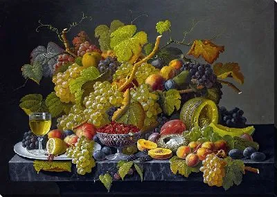 Картина Натюрморт с виноградом и вином