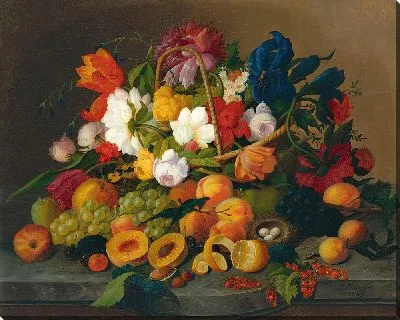 Картина Фрукты и цветы (1849)