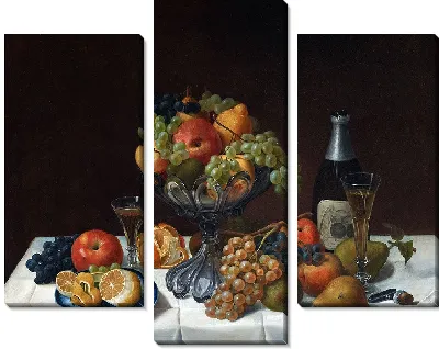 Картина Фруктовый натюрморт с бутылкой шампанского (1848)
