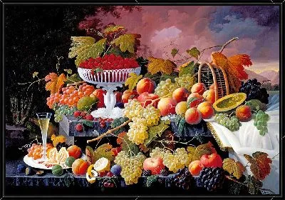 Фруктовый натюрморт на фоне пейзажа (около 1862-1872 гг.)