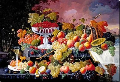 Фруктовый натюрморт на фоне пейзажа (около 1862-1872 гг.)