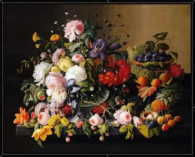 Картина Натюрморт; Цветы и фрукты (1850–55).