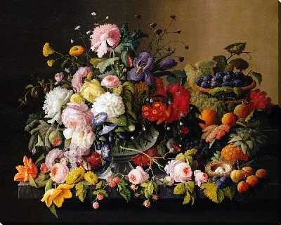 Картина Натюрморт; Цветы и фрукты (1850–55).