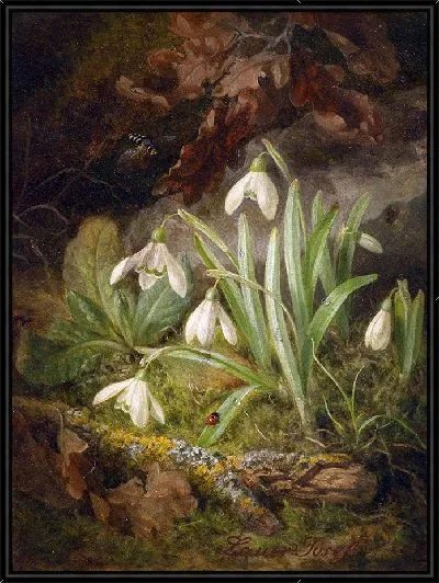 Картина Кусок лесной подстилки с подснежниками