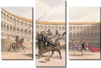 Картина Бык, подбрасывающий пикадора и лошадь (1860-1870)