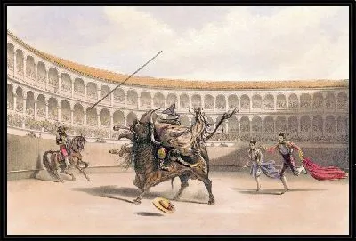 Картина Бык, подбрасывающий пикадора и лошадь (1860-1870)