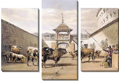 Картина Быки в загоне на площади (1860-1870)
