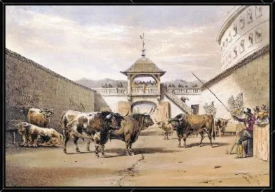 Картина Быки в загоне на площади (1860-1870)