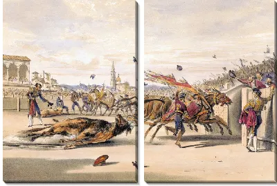 Картина Мулы тянут быка (1860-1870)