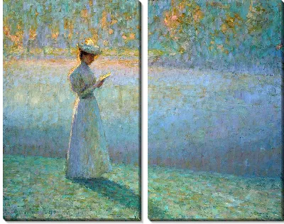Картина Женщина читает на фоне пейзажа (1898)