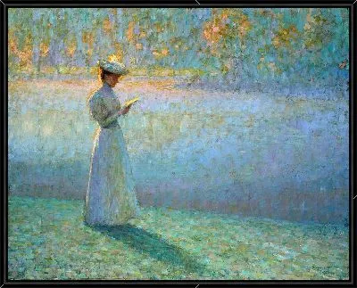 Картина Женщина читает на фоне пейзажа (1898)