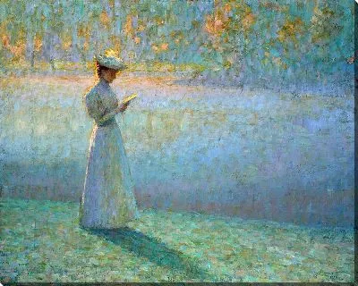 Картина Женщина читает на фоне пейзажа (1898)