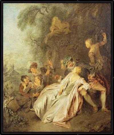 Картина Галантный праздник с шестью фигурками у фонтана (ок. 1728 г.)