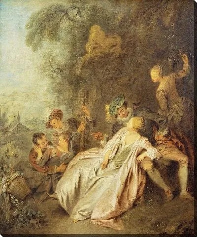 Картина Галантный праздник с шестью фигурками у фонтана (ок. 1728 г.)