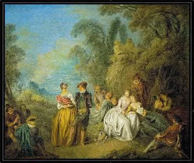 Картина Галантный праздник с танцующей парой (ок. 1725 г.)