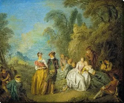 Картина Галантный праздник с танцующей парой (ок. 1725 г.)