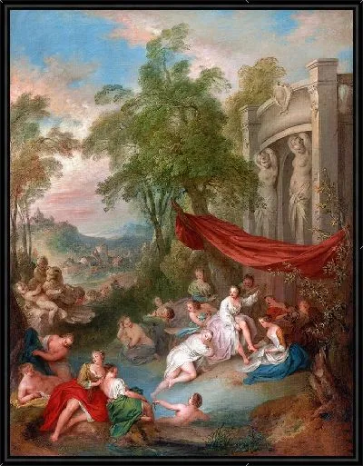 Картина Купальщицы у фонтана (Нимфы, купающиеся в бассейне) (около 1730–1733 гг.)