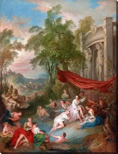 Картина Купальщицы у фонтана (Нимфы, купающиеся в бассейне) (около 1730–1733 гг.)