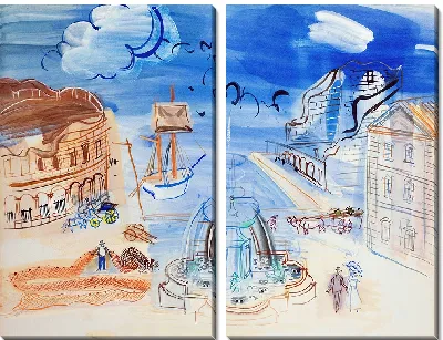 Картина Композиция в порту и в фонтане (около 1950 г.)