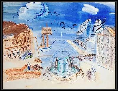 Картина Композиция в порту и в фонтане (около 1950 г.)