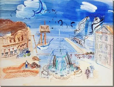 Картина Композиция в порту и в фонтане (около 1950 г.)