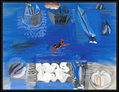 Натюрморт и лодки (около 1923 г.)