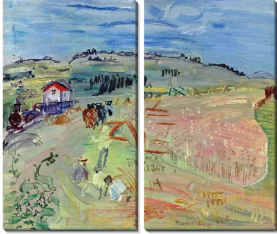 Картина Пейзаж на пшеничном поле с волами (около 1935 г.)