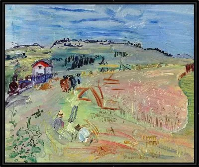 Картина Пейзаж на пшеничном поле с волами (около 1935 г.)