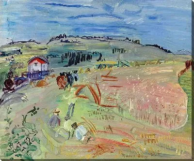 Картина Пейзаж на пшеничном поле с волами (около 1935 г.)