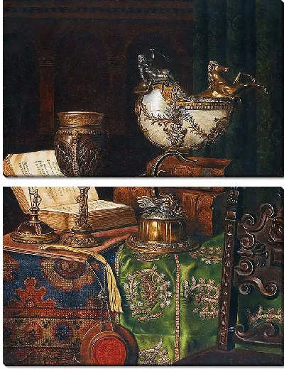 Картина Натюрморт с кубком «Наутилус» и книгами