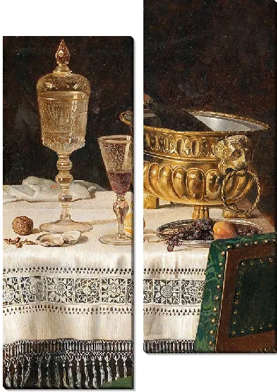 Картина Натюрморт со стеклянным стаканом и шампанским охладителем